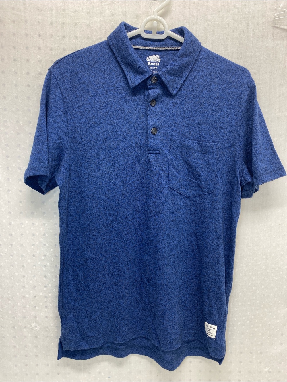 Roots Men's Jersey Indigo Pepper Polo with Chest Pocket Blue XS NEW